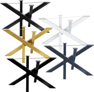 Obrázek produktu pro PODSTAVEC STOLU Lotus | Spider | (XL-velikost-141x79 cm, zlatá ) Designový křížový rám Heavy Duty Solid Table Skids Ocelové stolové nohy Kov | DIY konferenční stůl