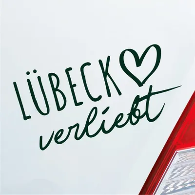 Produktbild von Auto Aufkleber Lübeck verliebt Herz Stadt Heimat Liebe Car 19x10 cm Dunkelgrün Sticker Heckscheibenaufkleber