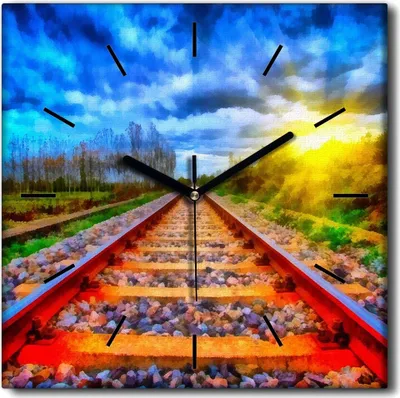 Produktbild von Coloray Uhr auf Leinwand 30x30 cm Wand Uhr Dekoration Wohnzimmer Segeltuch schwarze Hände -Sonnenunterganglandschaft.