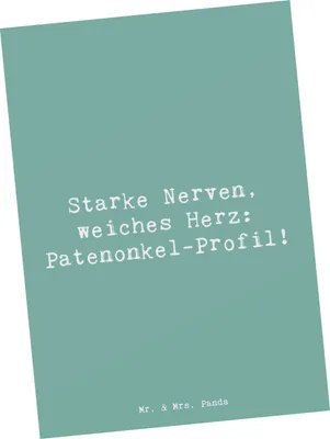 Produktbild von Mr. & Mrs. Panda Postkarte Spruch Starke Patenonkel - Meeresbrise - Geschenk, Patengeschenke, Ansichtskarten, bildkarte, Patenschaft, herzerwärmende Sprüche, Empathie