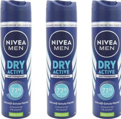 Produktbild von 3x150 ml Nivea Deospray  For Men Dry Active