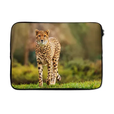 Produktbild von MuchoWow® Laptop Hülle 13 Zoll Wildtiere - Gras - Leopard - Natur Laptoptasche - Laptophülle - Sleeve - Rundumschutz