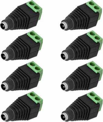 Produktbild von 8x DC Buchse Hohlbuchse 2,5 x 5,5mm > Terminal Block 2-Pin Adapter Schraubbar Verbinder