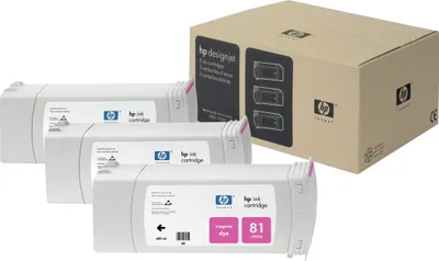 Produktbild von HP 81 3-pack 680-ml Magenta Dye Cartridges, Thermal Inkjet, Magenta, Business, Singapur, 296,9 mm, 158,8 mm