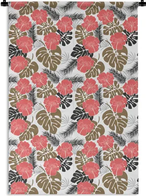 Produktbild von MuchoWow® Wandteppich Wandbehang Exotische Pflanzen - Muster - Hawaii 120x180 cm Tapisserie Dekoration Wandtuch - Schlafzimmer - Dekorationen für das Haus