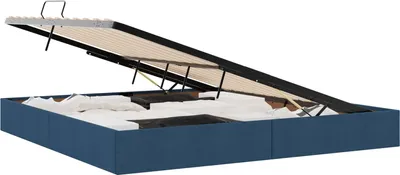 Image de vidaXL Coffret de lit avec rangement, bleu, 200 x 200 cm, tissu