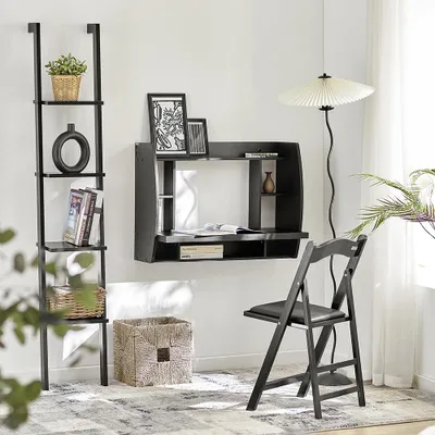 Produktbild von SoBuy Wandtisch Aufbewahrungsmöbel mit 4 Regalen Schwarz Modern FWT18-SCH