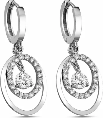 Produktbild von Dkeniz Ohrhänger 925/- Sterling Silber 3 cm Silber Zirkonia weiß 145230045