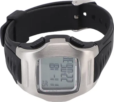 Produktbild von Fußball Spiel Schiedsrichter Uhr Digital Sport Armbanduhr Stoppuhr Timer Alarm Edelstahl Silber Gehäuse Schwarz Kautschukband Multi Funktion