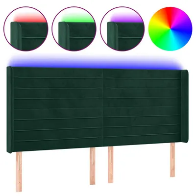 Produktbild von vidaXL LED Kopfteil Dunkelgrün 203x16x118/128 cm Samt