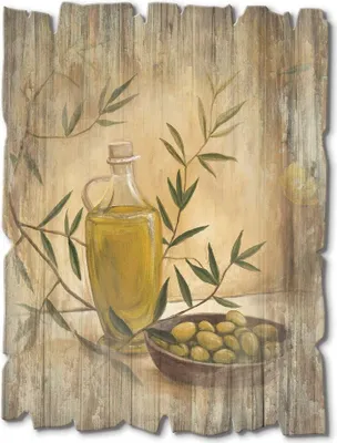 Produktbild von ARTland Holzbild Vintage Oliven und Zitronen Größe: 30x40 cm