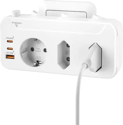 Produktbild von Steckdosenverteiler, 3-fach – Steckdosenadapter mit USB-C PD20W Schnellladefunktion