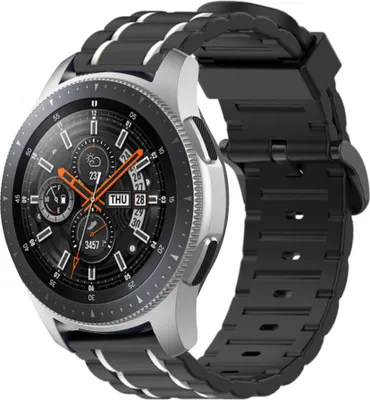 Produktbild von Strap-it Samsung Galaxy Watch 46mm Sportschnallenarmband (Schwarz/Weiß)