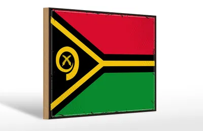 Produktbild von Holzschild Flagge Vanuatus 30x20cm Retro Flag of Vanuatu
