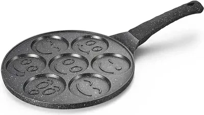 Produktbild von Pancake Pfanne, Antihaft Pancake Maker 7 Löcher mit Smiley-Gesichtern Spiegelei-Pfanne, PFOA-frei - CREPKE