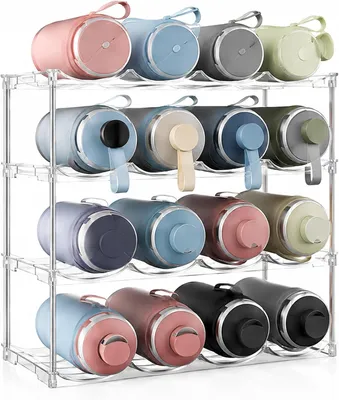 Produktbild von Stapelbarer Flaschenhalter für 16 Flaschen, transparenter Organizer für Küche und Kühlschrank