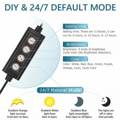 Productafbeelding van Aquarium lamp - LED aquariumverlichting - 14 W - 7 kleuren - Timer