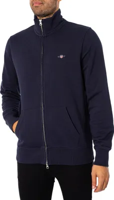 Produktbild von GANT Regular Shield Sweatshirt mit durchgehendem Reißverschluss, Blau XL