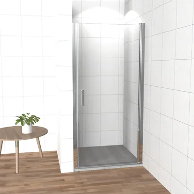 Produktbild von LEMMO Eckeinstieg Duschkabine Pendeltür 90 cm ESG Glas mit NANO Beschichtung Höhe 185 cm für U-Form
