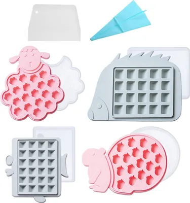 Produktbild von 4er-Pack Quadratische Eiswürfelformen Mit Blumen- Und Tannenzapfen-Motiv Und Deckel, Flexible Silikon-Eisformen, Für Whiskey, Cocktails, Lustige Eiswürfelformen, Schokolade, Kerze, Süßigkeiten