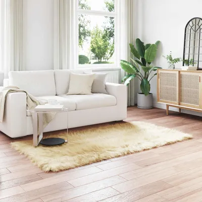 Produktbild von vidaXL Teppich aus Kunstschaffell TAFALLA Creme 100 x 200 cm Polyester