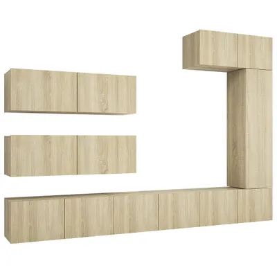 Produktbild von vidaXL 7-tlg. TV-Schrank-Set Sonoma-Eiche Holzwerkstoff