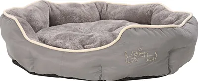 Produktbild von Dehner Lieblinge Hundebett und Katzenbett Sammy, oval, ca. 70 x 65 x 14 cm, Polyester, grau