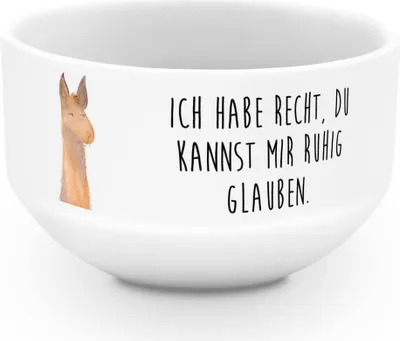 Produktbild von Mr. & Mrs. Panda schale Lamakopf Genervt - Weiß - Geschenk, porzellanschale, Chef, Müslischale, porzellanschüssel, Lamas, Chefin, Alpaka, Schüssel, Recht haben, Büro