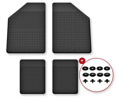 Image de Tapis de sol en caoutchouc pour Fiat Uno 1983-2001 (hayon) – 4 pièces, noirs, semi-universel, adapté