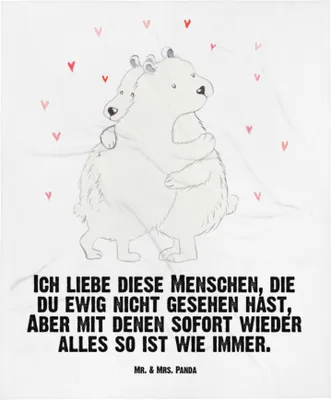 Produktbild von Mr. & Mrs. Panda Babydecke Eisbär Umarmen - Weiß - Geschenk, Schmusedecke, Schlummerdecke, Fleecedecke, Lustige Sprüche, Kinderdecke, Erstlingsdecke