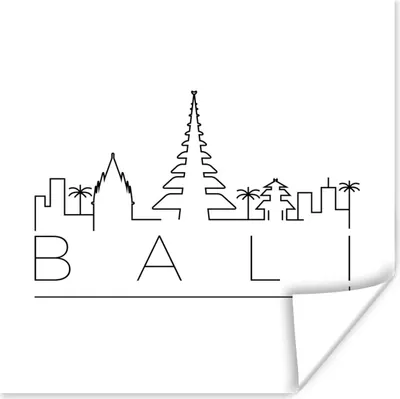 Produktbild von MuchoWow® Poster Skyline "Bali" schwarz auf weiß 100x100 cm - Babyzimmer