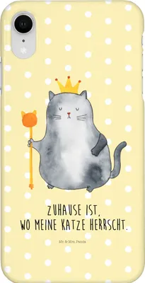 Produktbild von Mr. & Mrs. Panda Iphone XR Handyhülle Katze König - Gelb Pastell - Geschenk, Handy Case, Premium Kunststoff, Cats, Haha, Kater, Katzen, Wohnung