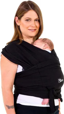 Produktbild von DigiRigi® Luxiba Koala Cuddle Band – Einfach anzulegendes Tragetuch für Neugeborene, leicht anzuziehen für Eltern, multifunktional, bis 9 kg, Schwarz