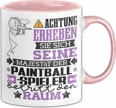 Produktbild von Paintballspieler Geschenk Tasse Lustiger Spruch Erheben Sie Sich Der Paintballspieler Betritt den Raum (Rosa)