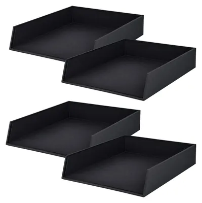 Image de Boîtes d'archivage pour format A4, noires, lot de 4, empilables, 26 x 6 x 32 cm