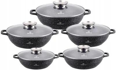 Produktbild von KlönBerg 10-teiliges Antihaft-Kochgeschirr-Set 1,7/2/2,6/3,3/3,9L, Induktion, mit Deckel, ideal zum Verschenken SCHWARZ KB4054