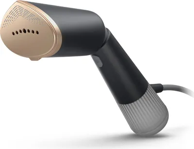 A handheld clothes steamer is shown against a white background.