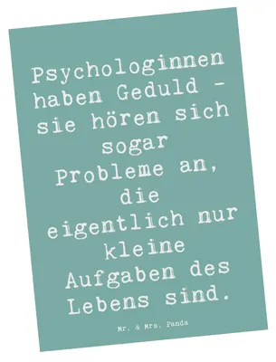 Produktbild von Mr. & Mrs. Panda Postkarte Spruch Geduldige Psychologin - Meeresbrise - Geschenk, Fotokarte, Geduld, Berufsgestaltung, handgefertigte Geschenke, bildkarte, Fachkenntnisse