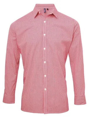 Obrázek produktu pro Premier - Pánská košile „Gingham“ s dlouhým rukávem LT3080 (L) (červená/bílá)