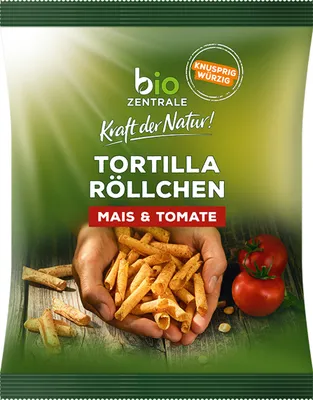 Produktbild von Tortilla Röllchen Mais Tomate knusprig würzig gerollt lecker 125g