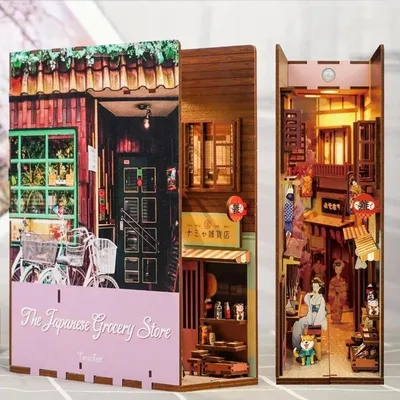 Image de Maison miniature Book Nook - Boutique Japonaise - Puzzle 3D - 134 pièces - Maison miniature en bois - avec éclairage LED