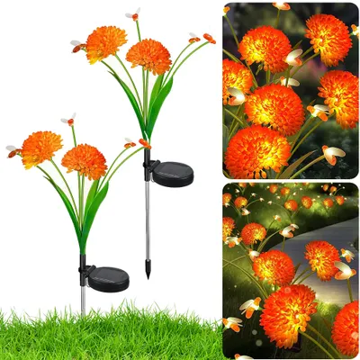 Immagine prodotto di Lampade solari per la decorazione del giardino luci solari per il giardino all'aperto, 2x lampada solare fiore giardino luce per prato terrazza festa matrimonio balcone decorazione illuminazione