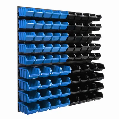 Obrázok produktu pre Nástenná polica na úložný systém 770 x 780 mm | 90 ks. Box | Stohovacie boxy Hromadný regál Otvorené úložné boxy | Extra silné stenové panely | Rozšíriteľný regál | Dielenský regál Dielenský nástenný regál Bezšroubový regál