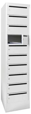 Produktbild von Postverteilschrank, BxTxH 400x500x1850 mm, 1x10 Fächer, Fachbreite 400 mm, Schloss, Sockel, RAL 7035 lichtgrau