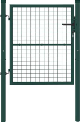 Image de Outsunny Portillon de jardin en acier 97 x 150 cm portail de jardin avec serrure, clés et poignée, décoration en flèche, portillon de patio extérieur, vert