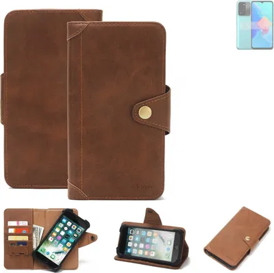 Produktbild von K-S-Trade Handyhülle kompatibel mit Tecno Spark 8C Schutz Hülle Walletcase Bookstyle Tasche Case Handytasche Wallet Flipcase Cover PolyurethanBraun (1x)