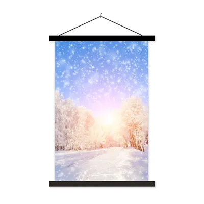 Produktbild von MuchoWow® Textilposter Schnee - Sonne - Winter 40x60 cm mit schwarzem Rahmen - Wanddekorationen