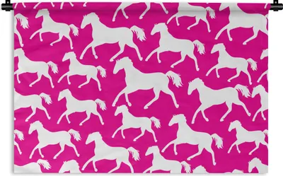 Produktbild von MuchoWow® Wandteppich Wandbehang Pferde - Weiß - Tiere - Mädchen - Kinder - Mädchen 60x40 cm Tapisserie Dekoration Wandtuch - Wanddekorationen