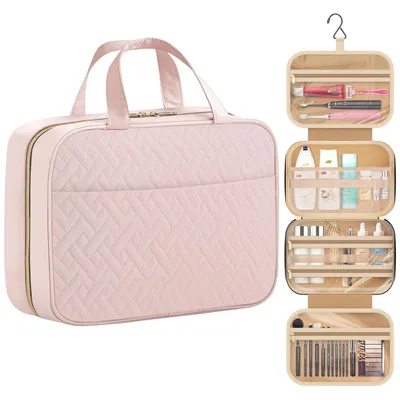 Produktbild von Reise Kulturbeutel zum Aufhängen Groß Kulturtasche für Damen Mädchen, Rosa