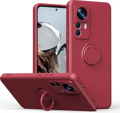 Produktbild von Xiaomi 12T Pro Handyhülle, Ring Halter Ständer Kratzfeste Weiche Silikon schutzhülle für Xiaomi 12T / Xiaomi 12T Pro bordeaux